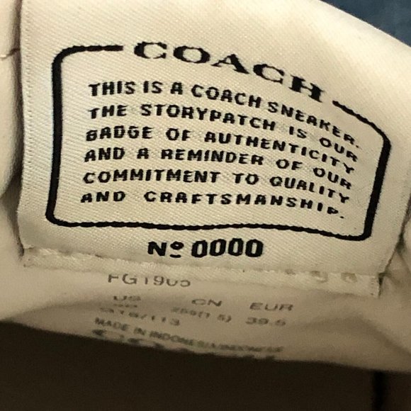 Coach Sneakers G1905 Beige Womens 9B Flats EUR 39.5 UK 7 Low Top Tan Navy Blue - Picture 6 of 12